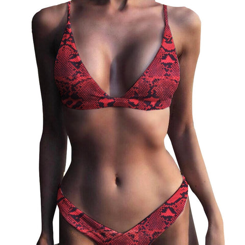 Sexy Snake Print Bikini 2019 bandeau Swimsuit Women