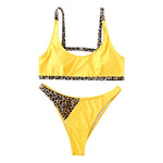 Two Pieces Bikini set yellow black Women Bikini