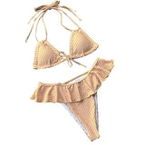 Bathing Suit Women Ruffles Striped Sexy Ruffles Bikini