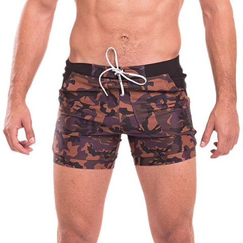 Men New Camo Board Shorts Elastic Waist Pockets Sea Swim Shorts